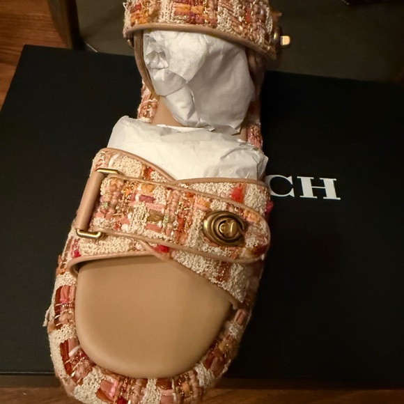 Coach Multicolor Tweed Sandals - Picture 1 of 5